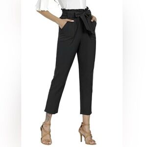 Freeprance XS Black High Waist Casual Trouser Paperbag  Pants